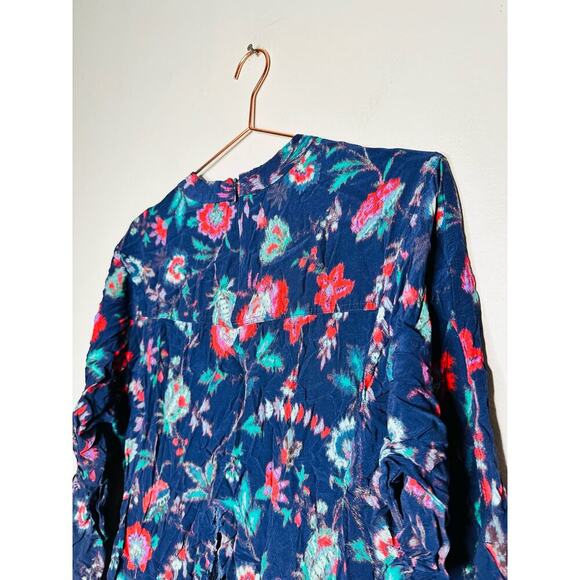 DEREK LAM COLLECTIVE Navy Floral Print Godet-pleated Skirt Mini Dress Size 46 - Picture 11 of 11